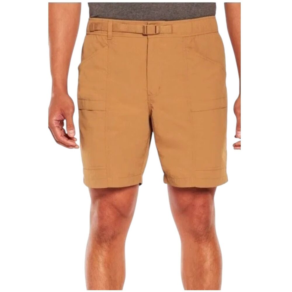 Eddie Bauer Ripstop Tech Shorts Men's Sz XXL Brown Sugar Belted Cargo 8”